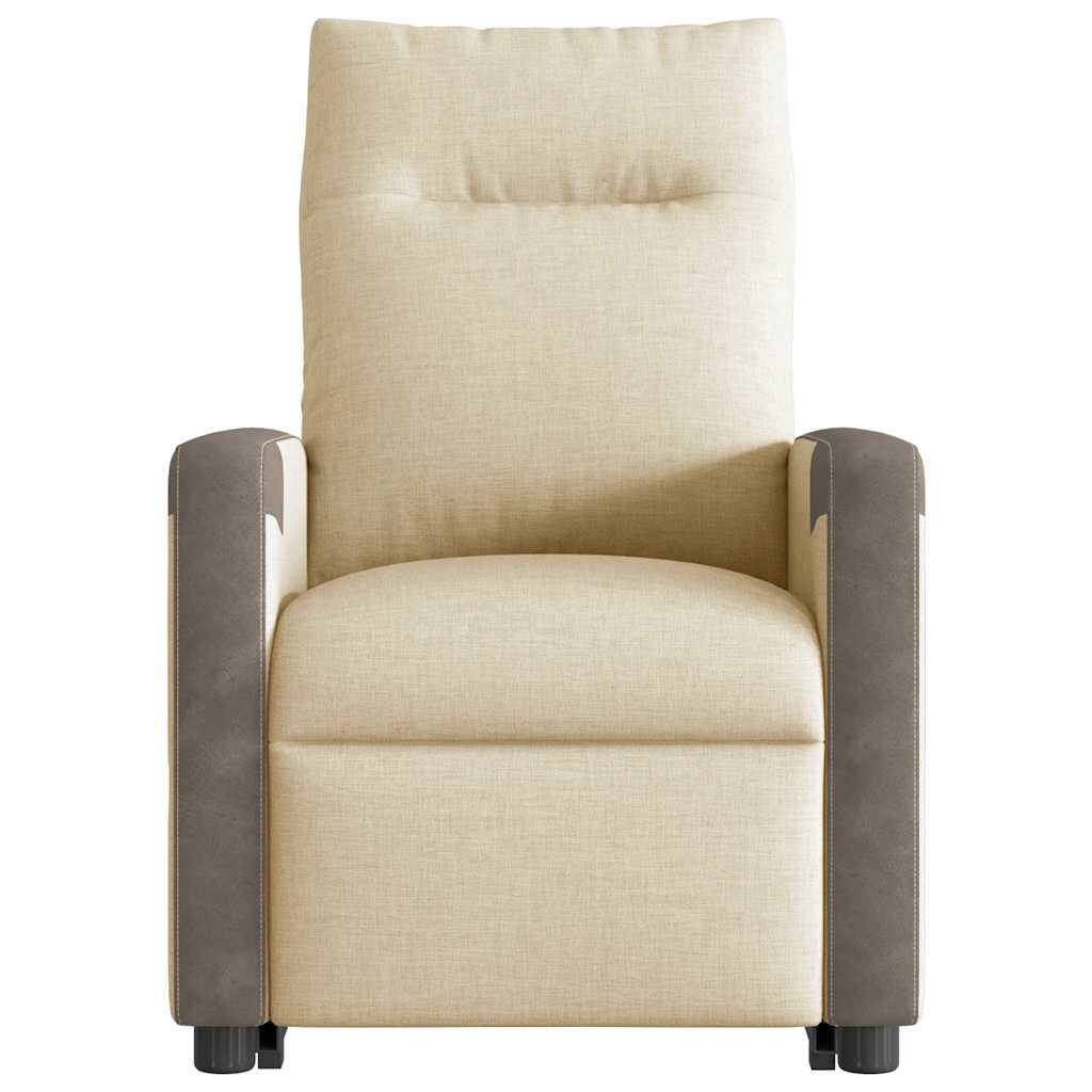 Relaxsessel mit Aufstehhilfe Elektrisch Creme Stoff
